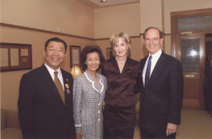 Judge Nelson Wolff and Tracy Wolff and representatives of Toyota at the Courthouse Restoration celebration