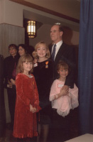 Judge Nelson Wolff and his grandchildren at the Courthouse Restoration celebration