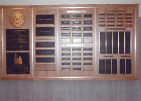 Donor Wall celebrating the contributions of local stakeholders to the Courthouse Restoration